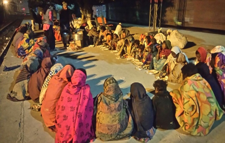 Survivors enjoy a decent meal following the rescue. 